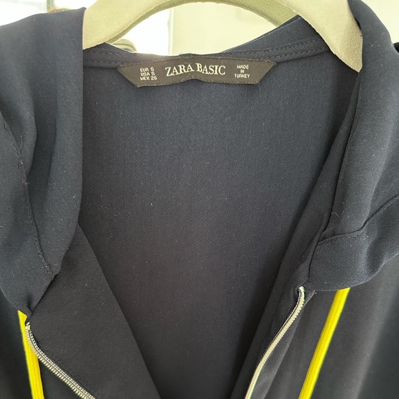 Zara Navy Blue Hoodie Romper with Zipper - Picture 2 of 4